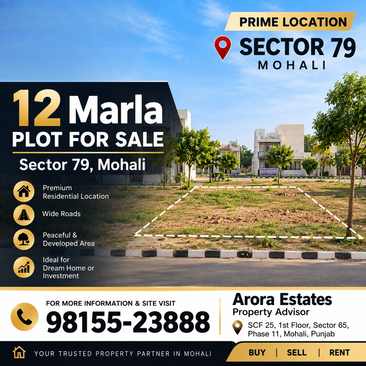 12 Marla Residential Plot for Sale in Sector 79, Mohali